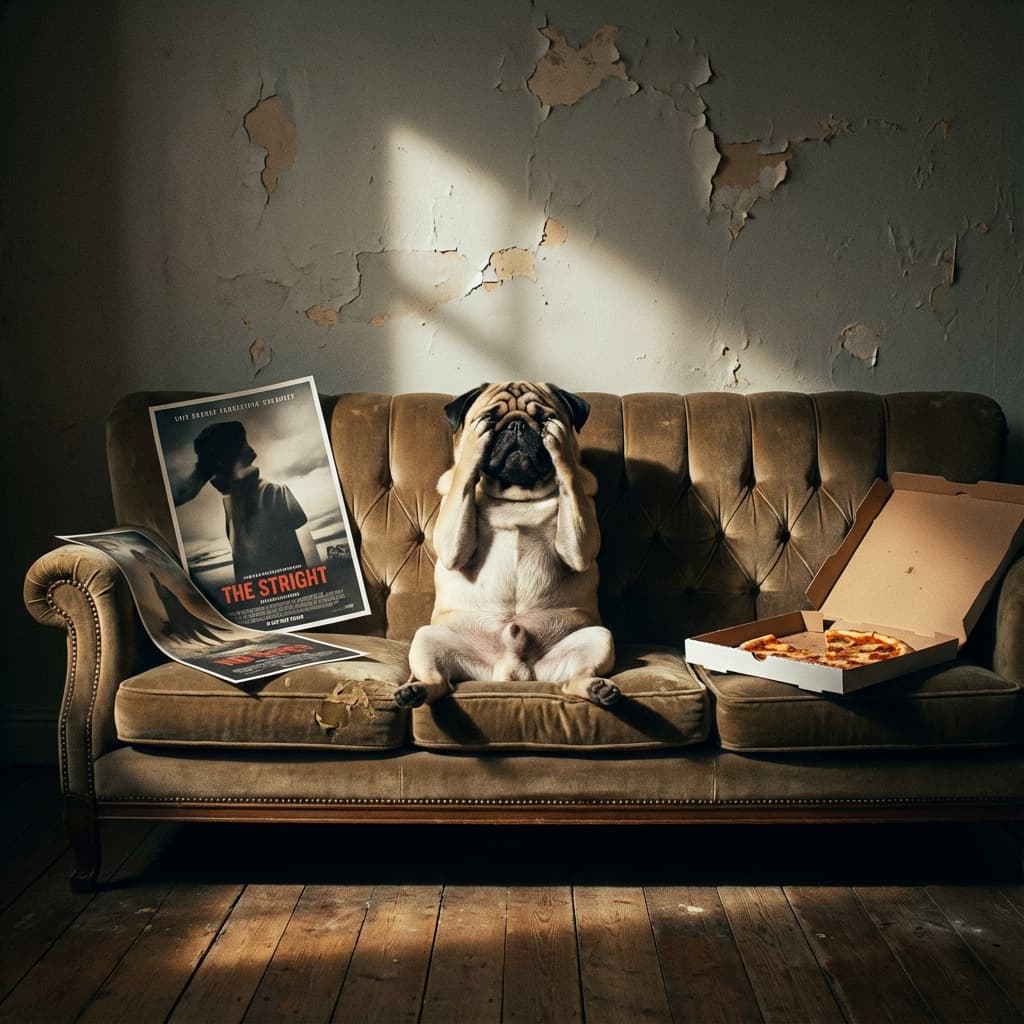 Very bored pug staring at wall